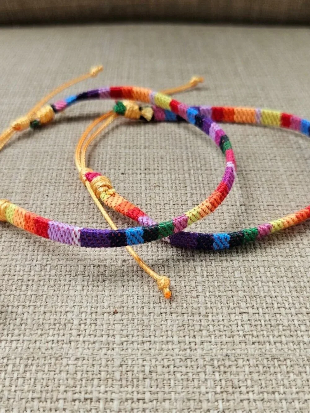 Lot of 2 Bracelet Multi Color Fabric Wrist Band Fashion Jewelry Set of 2 New